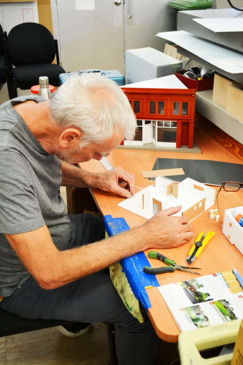Darryl Pace, Museum preparator, building a model for the exhibit
