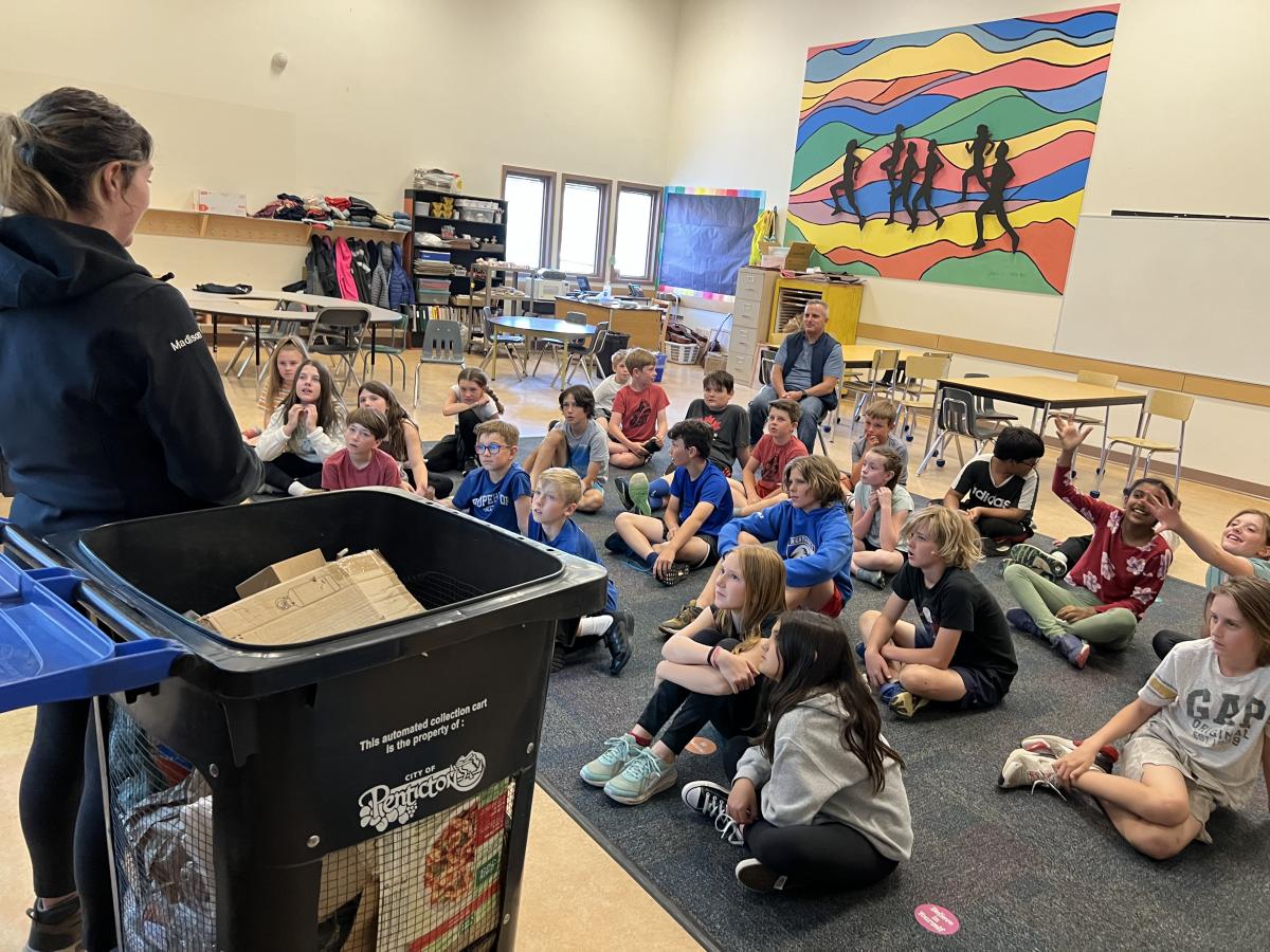 In-school recycling presentation at Uplands Elementary