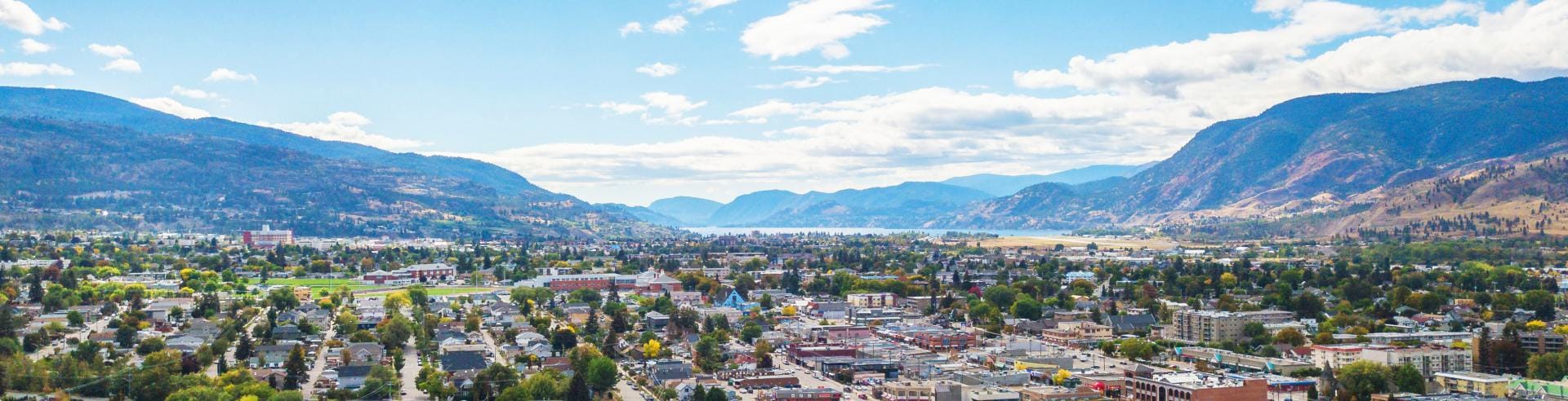 Aerial view of Penticton in the summer