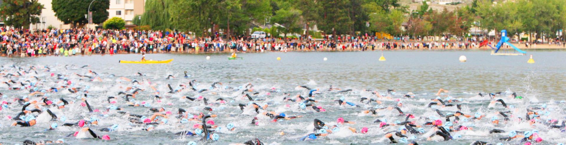 Triathlon swimmers okanagan lake