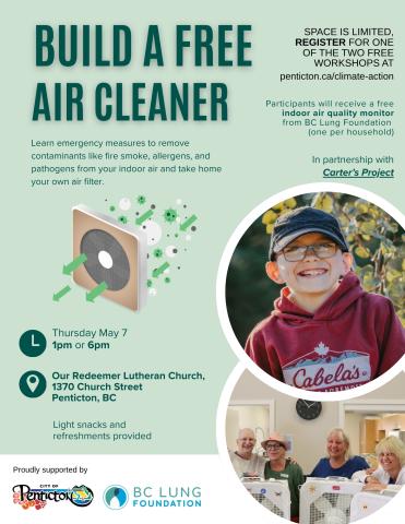 A poster invite showing people making air filters