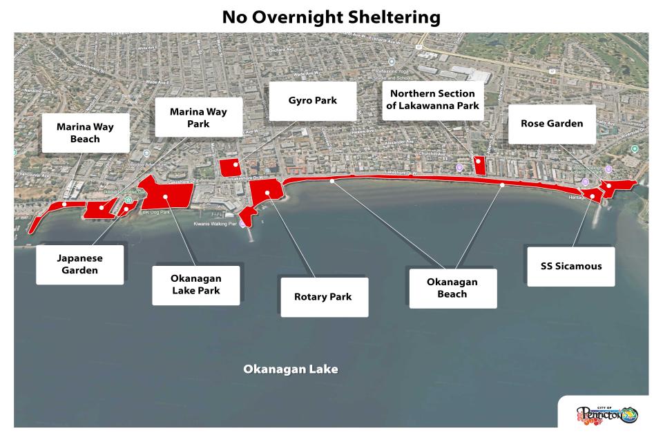 No overnight sheltering - Okanagan Lake