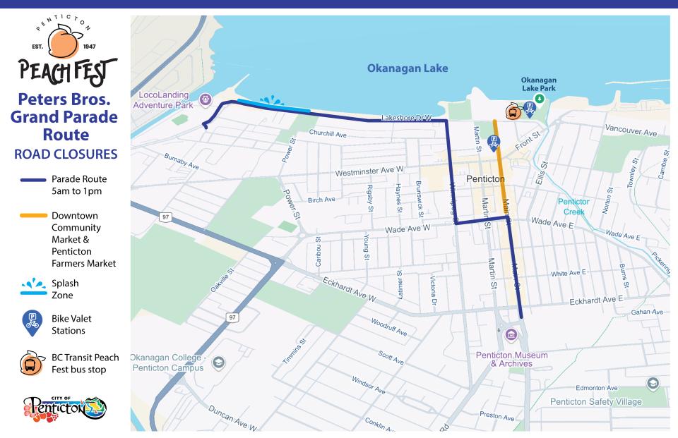 Map of Peach Fest parade route