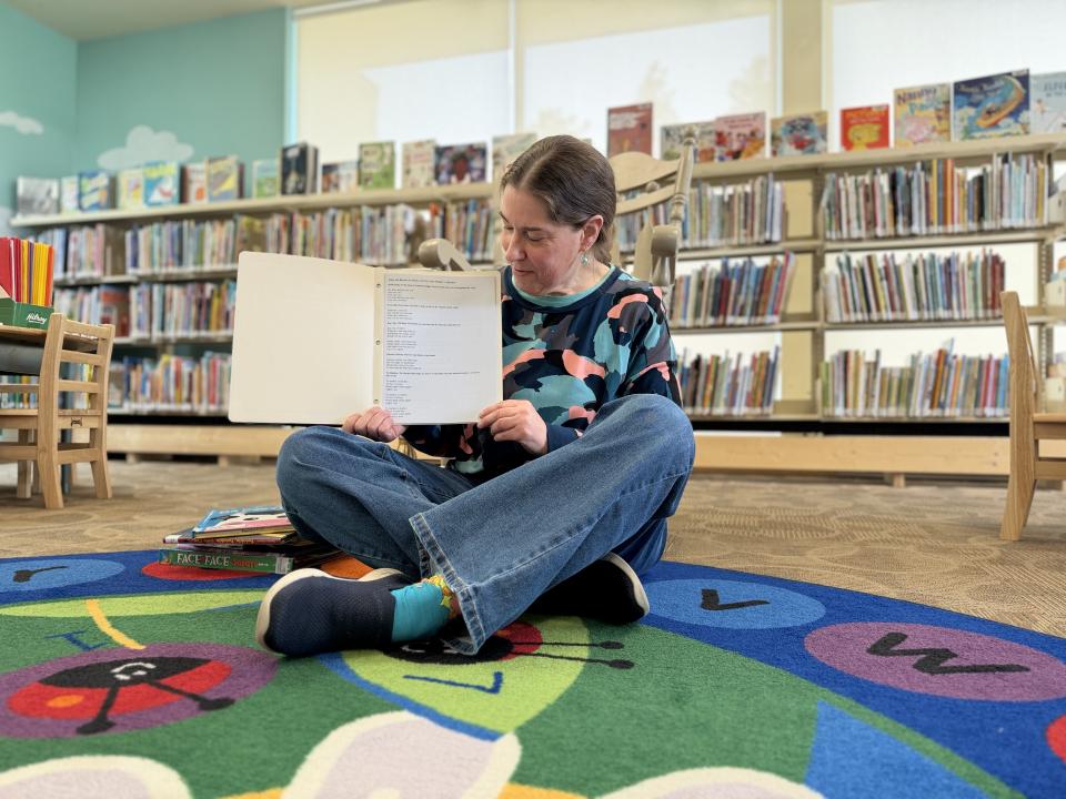 Julia Cox, Youth Services Librarian, leads storytime at the Baby Songs and Rhymes program in Penticton.