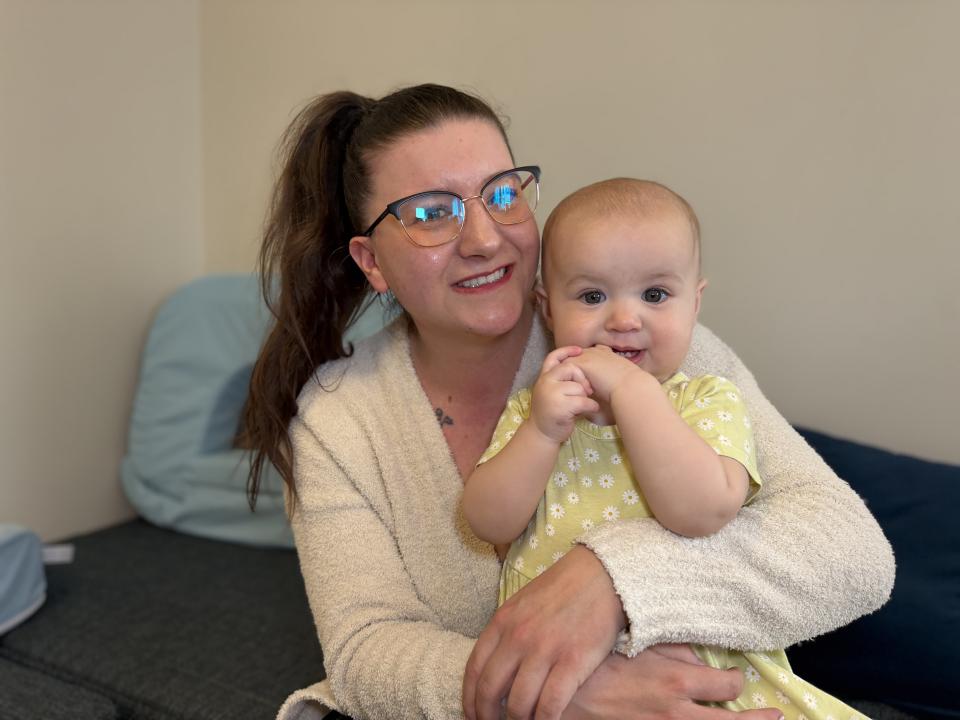 Katie Ball and her daughter, Emily, spend time together at Baby Café, part of the OneSky Beginnings program in Penticton.