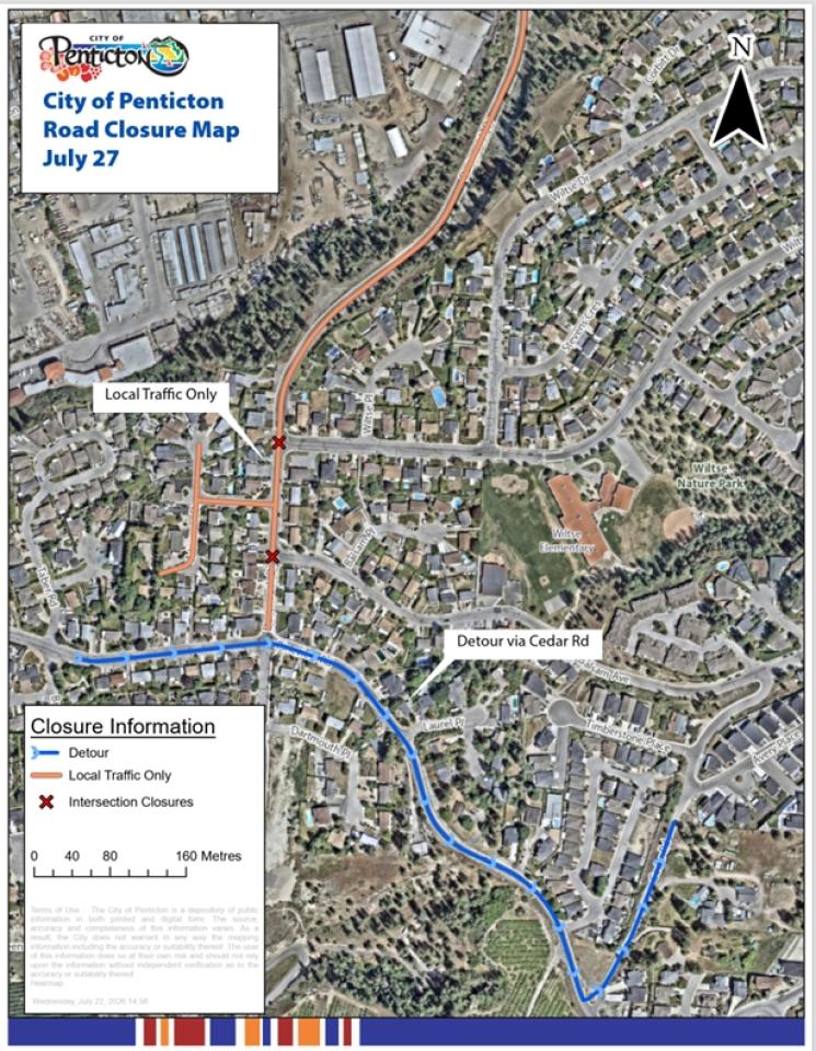 Map of July 27 Detours 