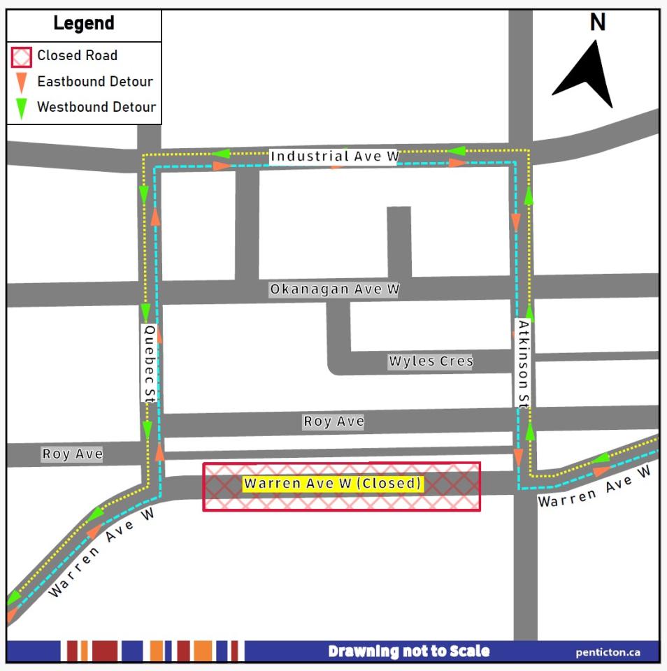 Warren Avenue closure map