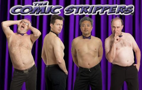 4 shirtless men