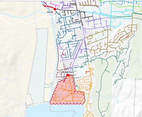 Map of affected area