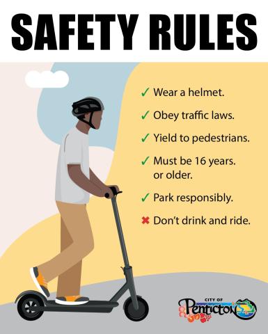 An illustration of an e-bike rider demonstrating safety 