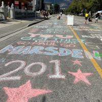 Chalk art during IRONMAN 2022.
