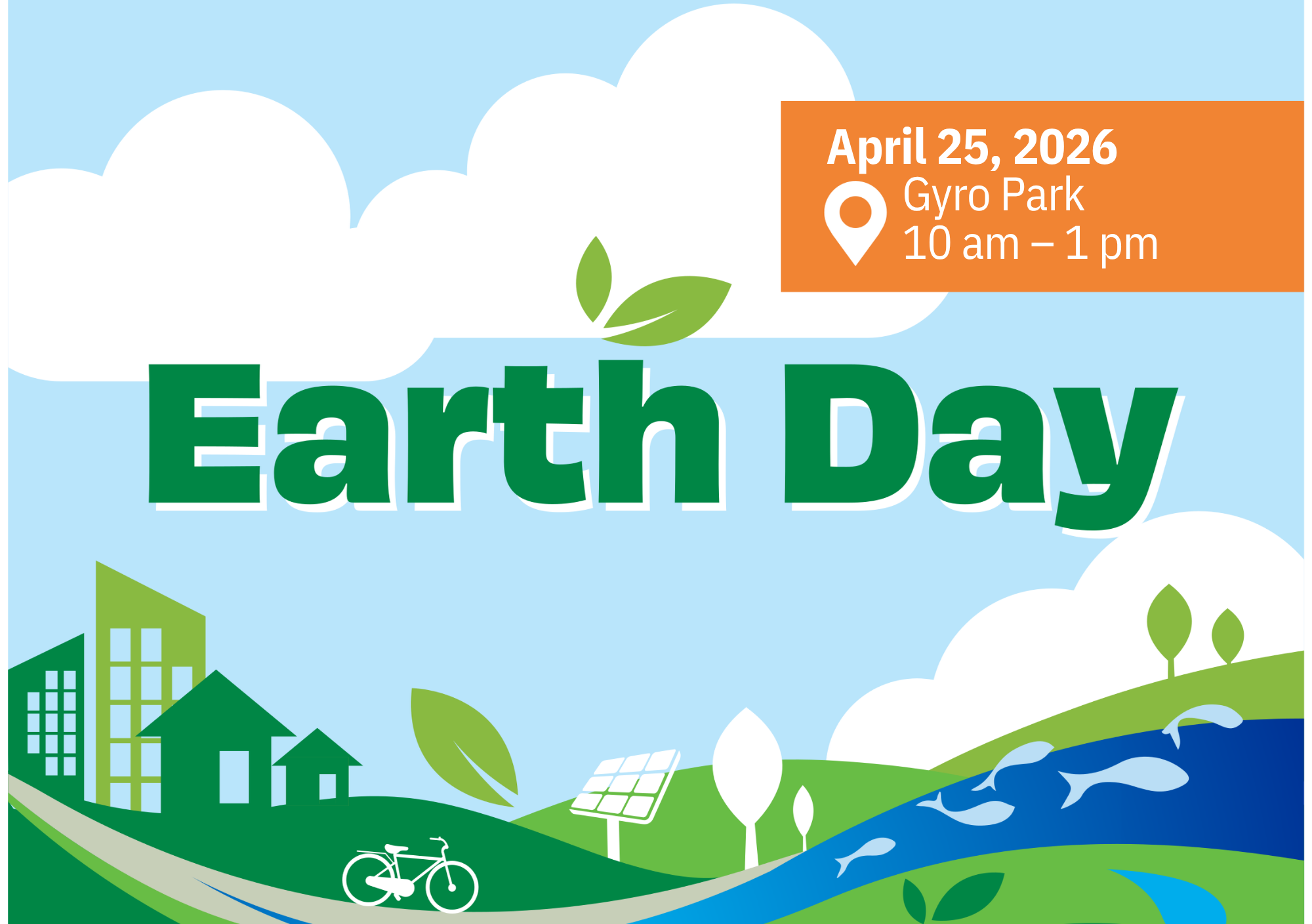 Earth Day sign and green space 